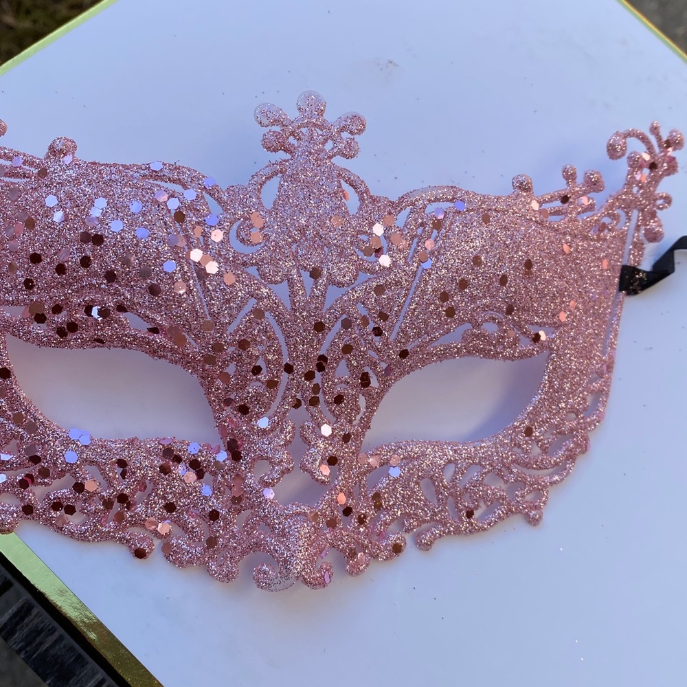Mardi Gras Jester Glitter Masquerade Mask - Picture 3 of 5